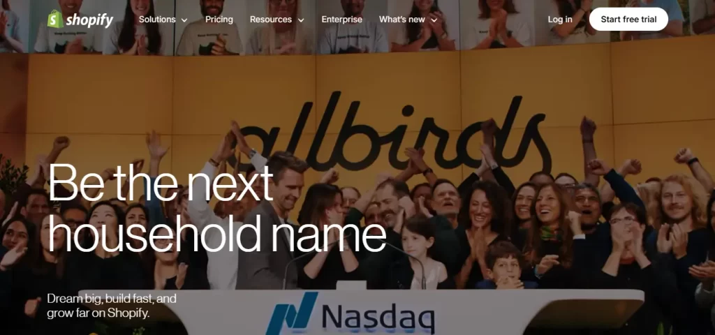 shopify's home page