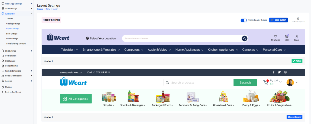 Introducing the New Wcart Header Builder