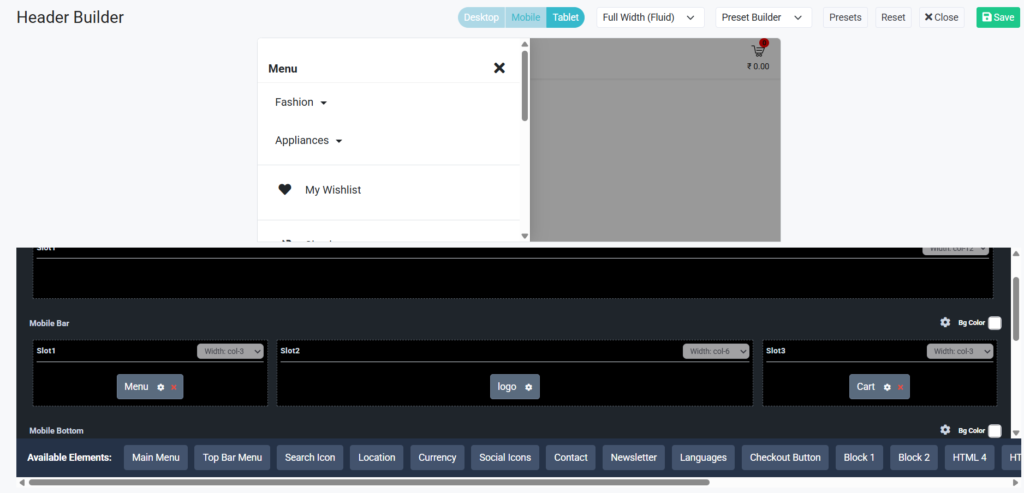 Optimize tablet navigation independently to improve usability on medium-sized screens.