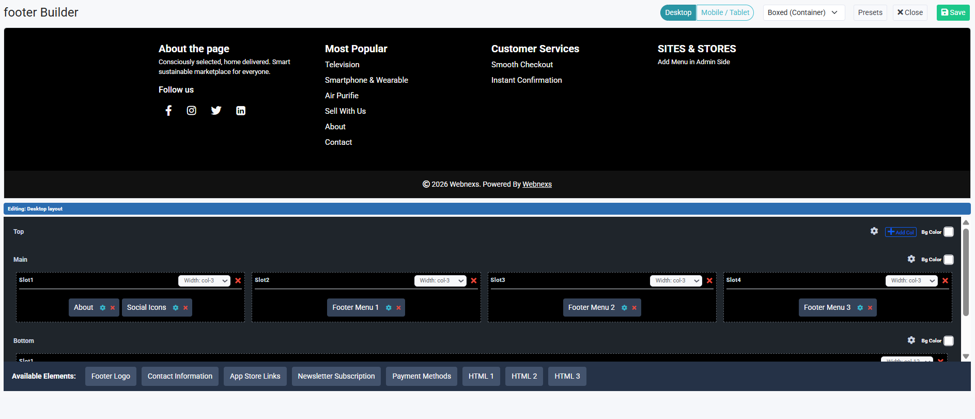 Desktop Footer