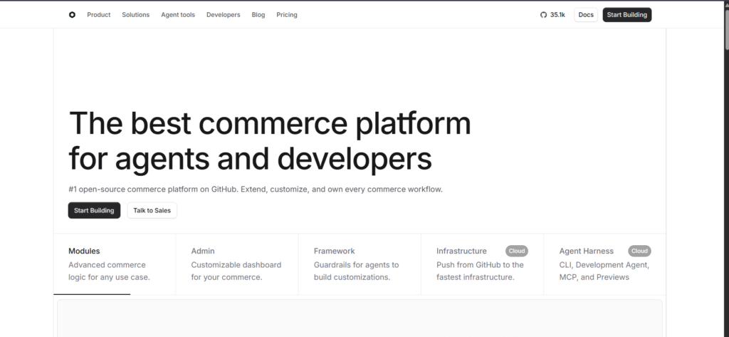 Medusa - best for developer-led, open-source headless