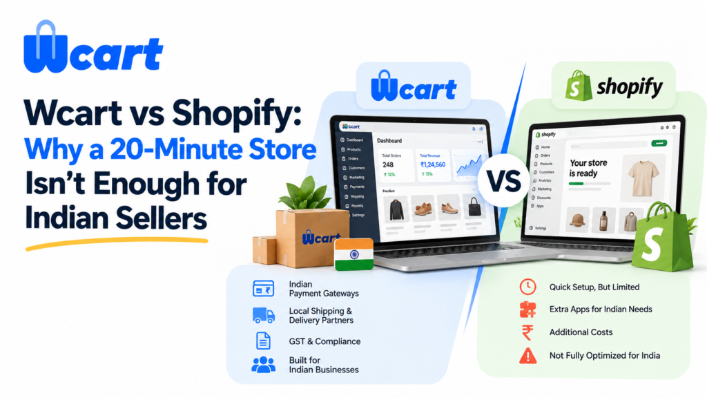 Wcart vs Shopify Canvas: Why a 20-Minute Store Isn't Enough for Indian Sellers